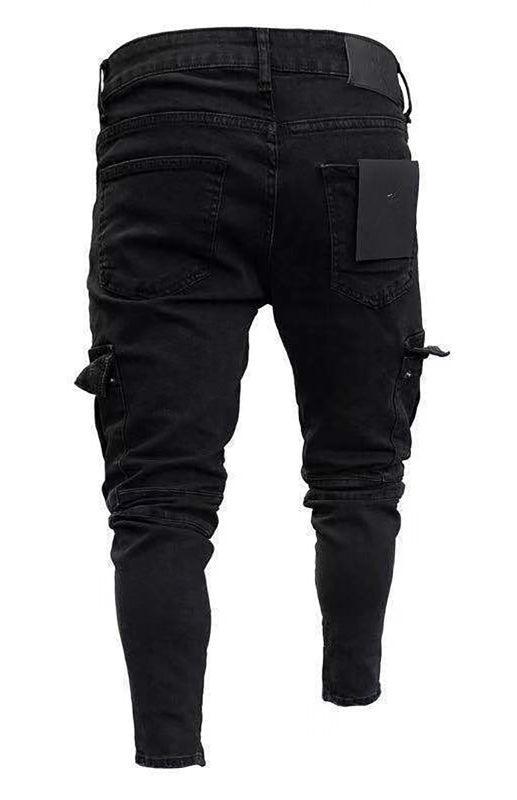 Men's Fashion Mid Waist Ripped Slim Jeans - 808Lush