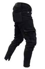 Men's Fashion Mid Waist Ripped Slim Jeans - 808Lush