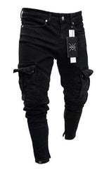 Men's Fashion Mid Waist Ripped Slim Jeans - 808Lush