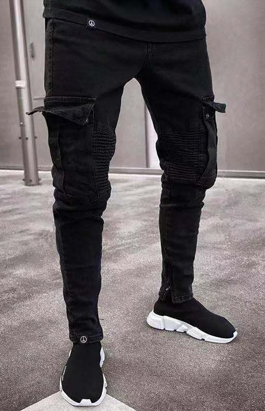 Men's Fashion Mid Waist Ripped Slim Jeans - 808Lush