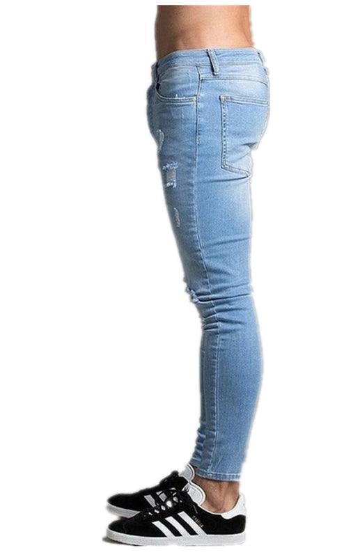 Men's Fashion Frayed Slim Fit Long Jeans - 808Lush