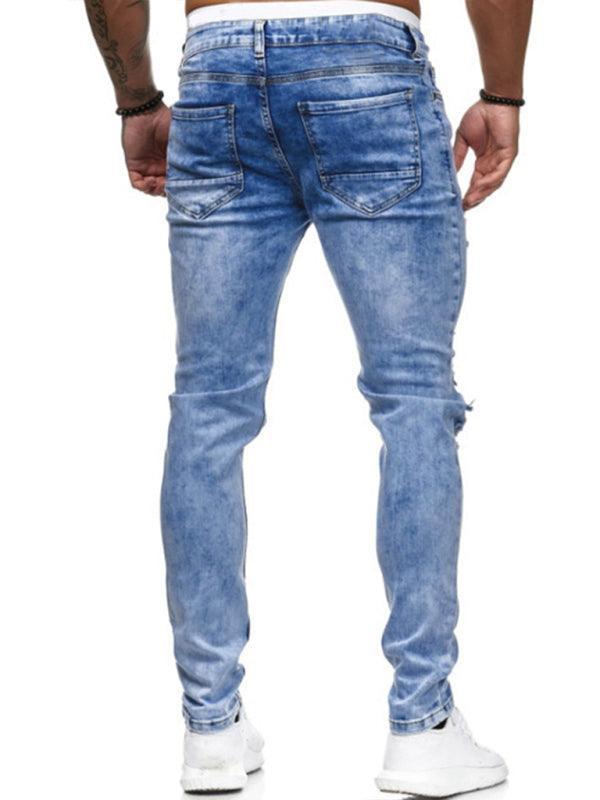 Men's Fashion Frayed Slim Fit Long Jeans - 808Lush