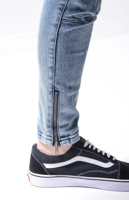 Men's Fashion Frayed Slim Fit Long Jeans - 808Lush