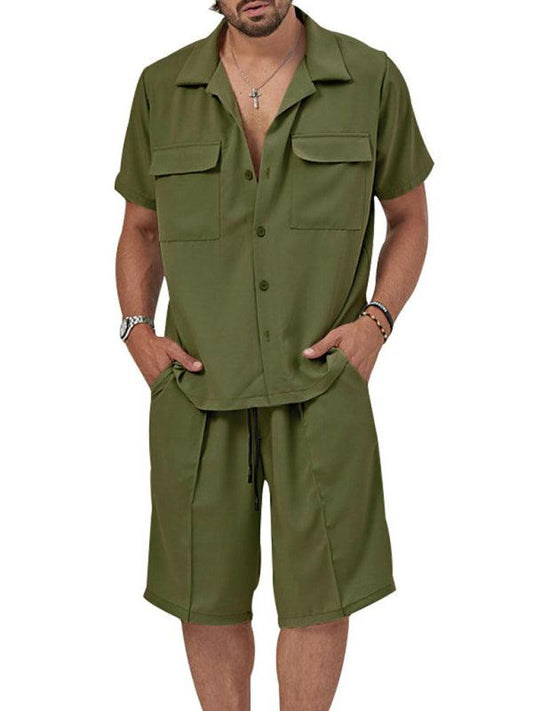 men's casual shirt shorts two-piece set - 808Lush