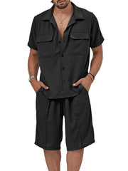 men's casual shirt shorts two-piece set - 808Lush