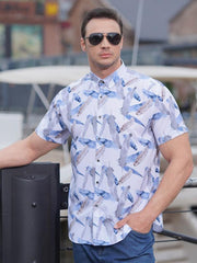 men's stretch leaf flower short-sleeved shirt - 808Lush