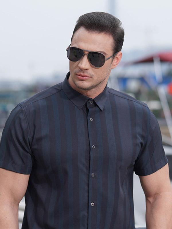 men's striped short-sleeved shirt - 808Lush