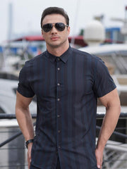 men's striped short-sleeved shirt - 808Lush