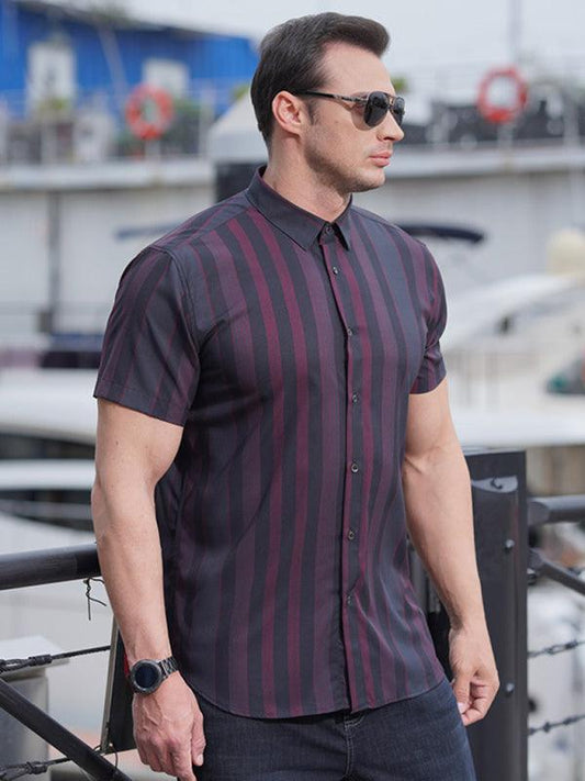 men's striped short-sleeved shirt - 808Lush