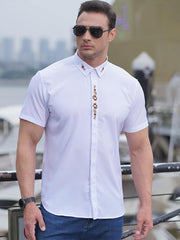 men's elastic loose casual embroidery shirt - 808Lush