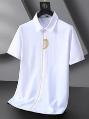 men's elastic loose casual embroidery shirt - 808Lush