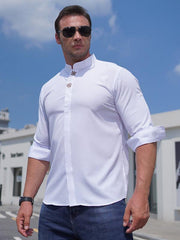 men's elastic loose casual long-sleeved shirt - 808Lush