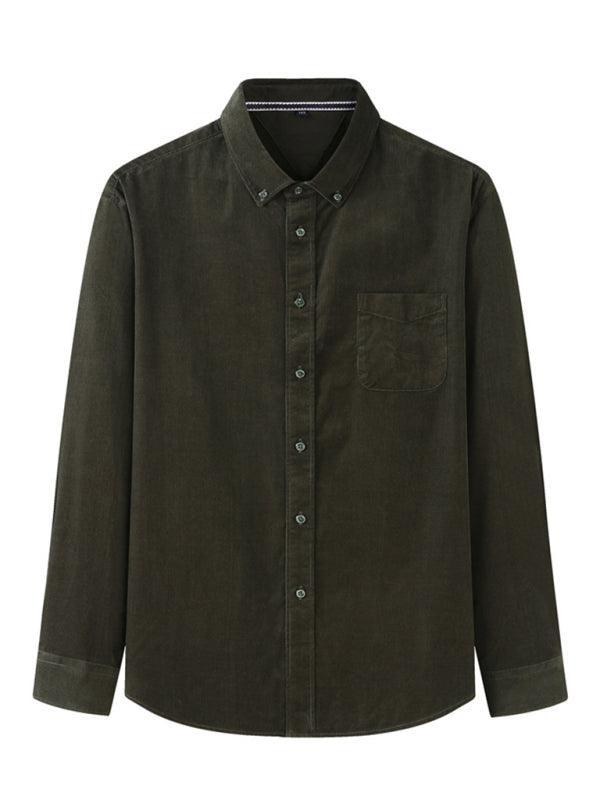 Men's Casual Loose Corduroy Long Sleeve Shirt - 808Lush