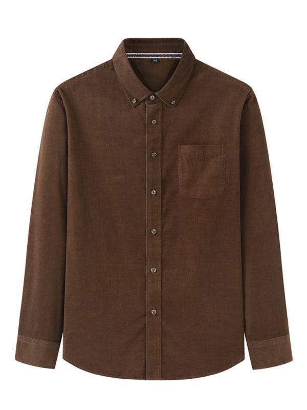 Men's Casual Loose Corduroy Long Sleeve Shirt - 808Lush