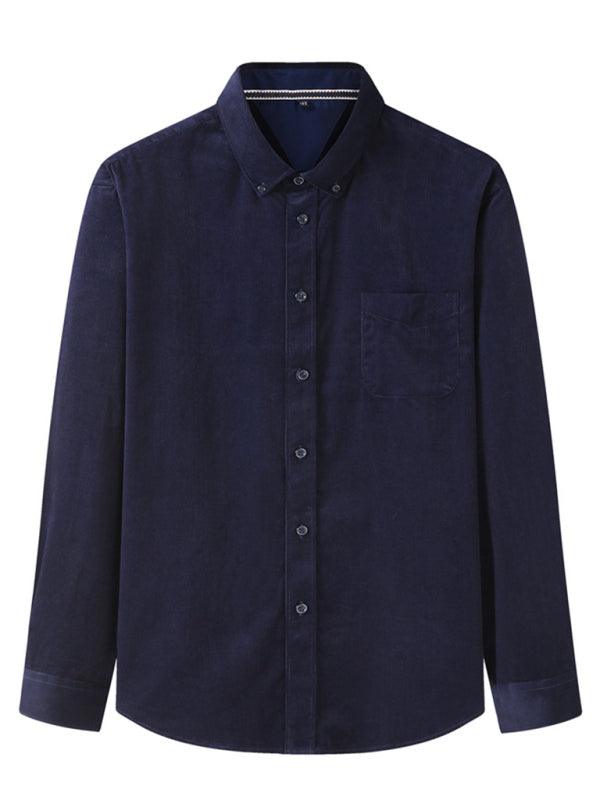 Men's Casual Loose Corduroy Long Sleeve Shirt - 808Lush