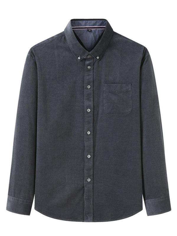 Men's Casual Loose Corduroy Long Sleeve Shirt - 808Lush