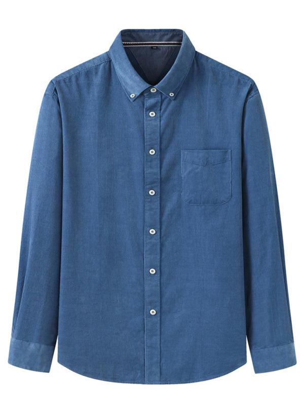 Men's Casual Loose Corduroy Long Sleeve Shirt - 808Lush