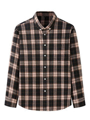 Men's Brushed Long Sleeve Casual Plaid Shirt - 808Lush