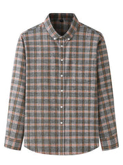 Men's Brushed Long Sleeve Casual Plaid Shirt - 808Lush