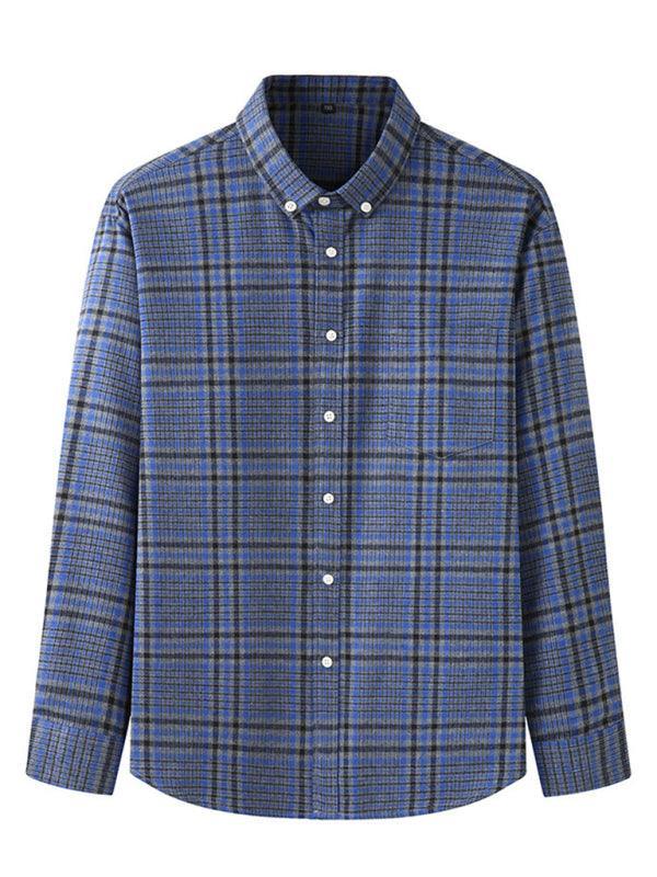 Men's Brushed Long Sleeve Casual Plaid Shirt - 808Lush