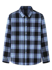 Men's Brushed Long Sleeve Casual Plaid Shirt - 808Lush