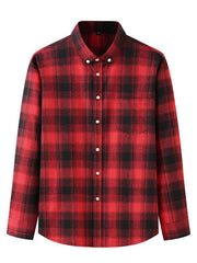 Men's Brushed Long Sleeve Casual Plaid Shirt - 808Lush