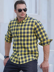 Men's Brushed Long Sleeve Casual Plaid Shirt - 808Lush