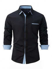 Men's Block Business Slim Casual Long Sleeve Shirt - 808Lush