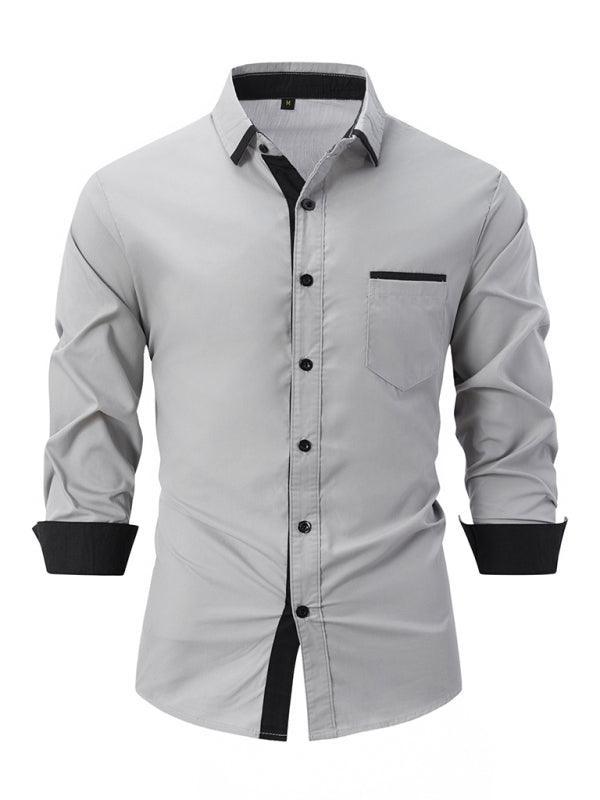 Men's Block Business Slim Casual Long Sleeve Shirt - 808Lush