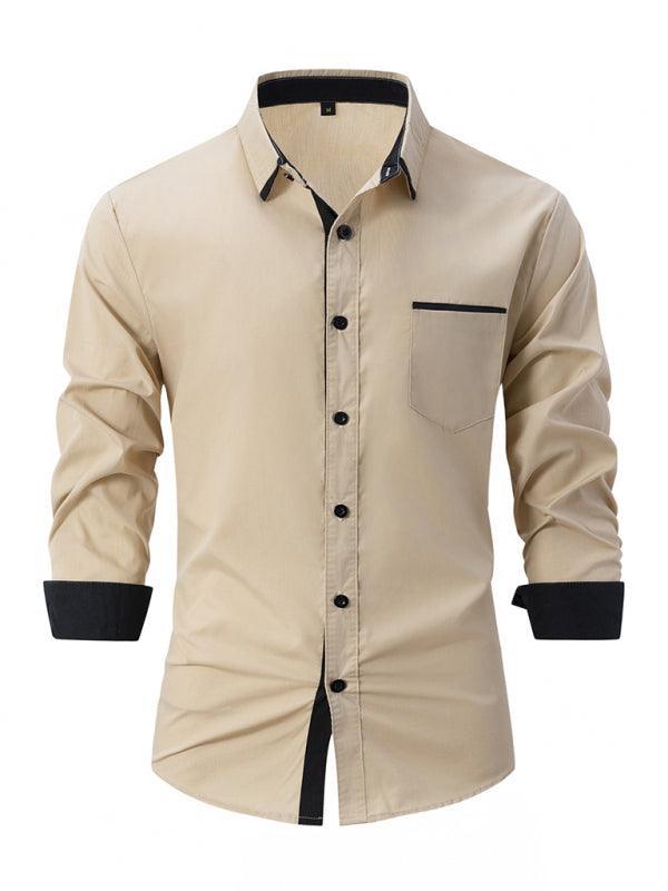 Men's Block Business Slim Casual Long Sleeve Shirt - 808Lush