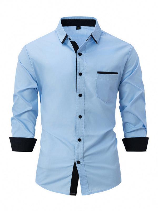 Men's Block Business Slim Casual Long Sleeve Shirt - 808Lush