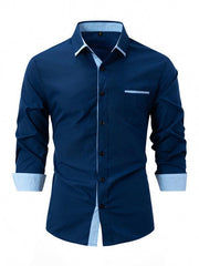 Men's Block Business Slim Casual Long Sleeve Shirt - 808Lush