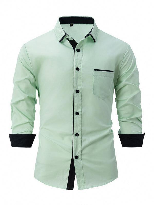 Men's Block Business Slim Casual Long Sleeve Shirt - 808Lush