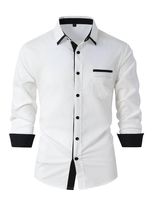 Men's Block Business Slim Casual Long Sleeve Shirt - 808Lush