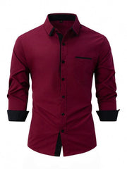 Men's Block Business Slim Casual Long Sleeve Shirt - 808Lush