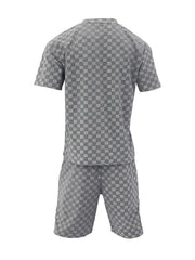 Men's jacquard checkerboard sports and leisure two-piece set - 808Lush