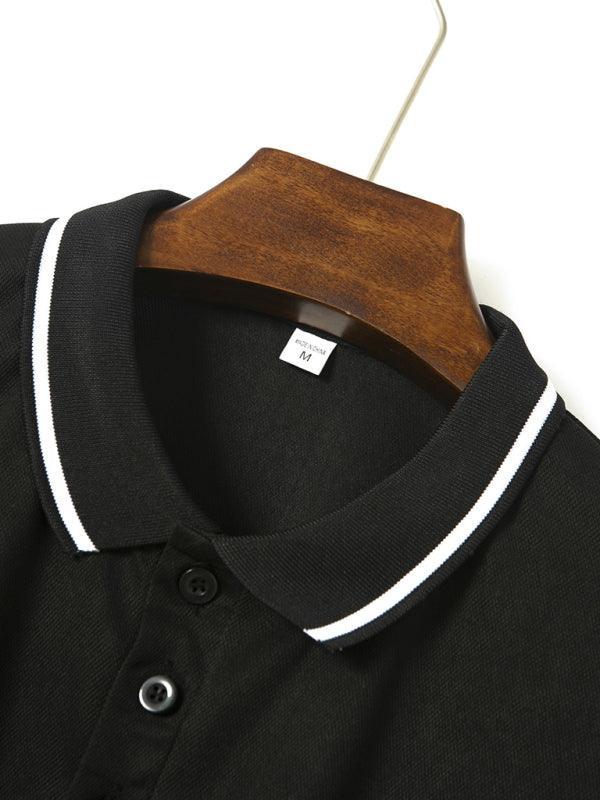 Button Ribbed Collar Sports Polo Shirt - 808Lush