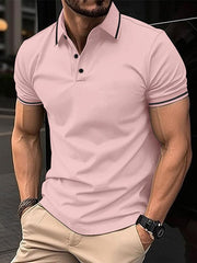 Button Ribbed Collar Sports Polo Shirt - 808Lush