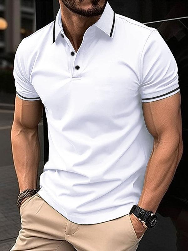 Button Ribbed Collar Sports Polo Shirt - 808Lush