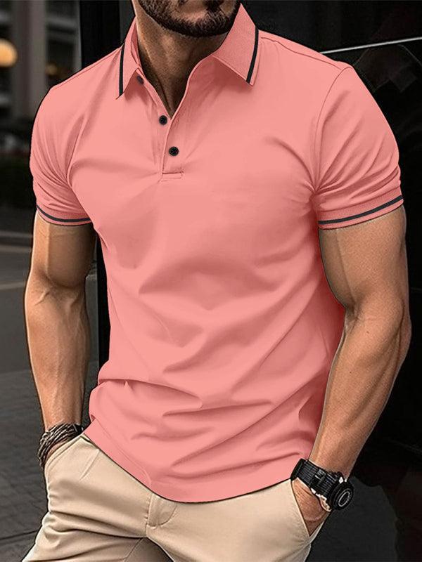 Button Ribbed Collar Sports Polo Shirt - 808Lush