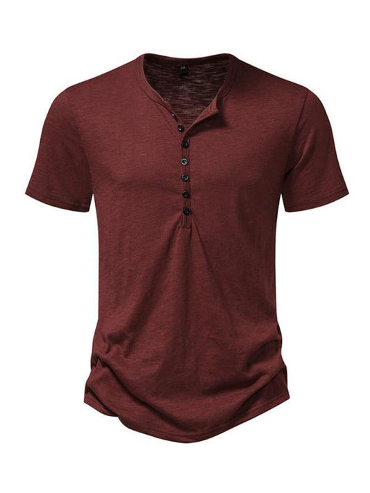 Men's Henley Casual Fashion Basic Short Sleeve T-Shirt - 808Lush
