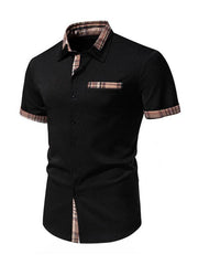 Men's Casual Collar Buttoned Plaid Short Sleeve Shirt - 808Lush