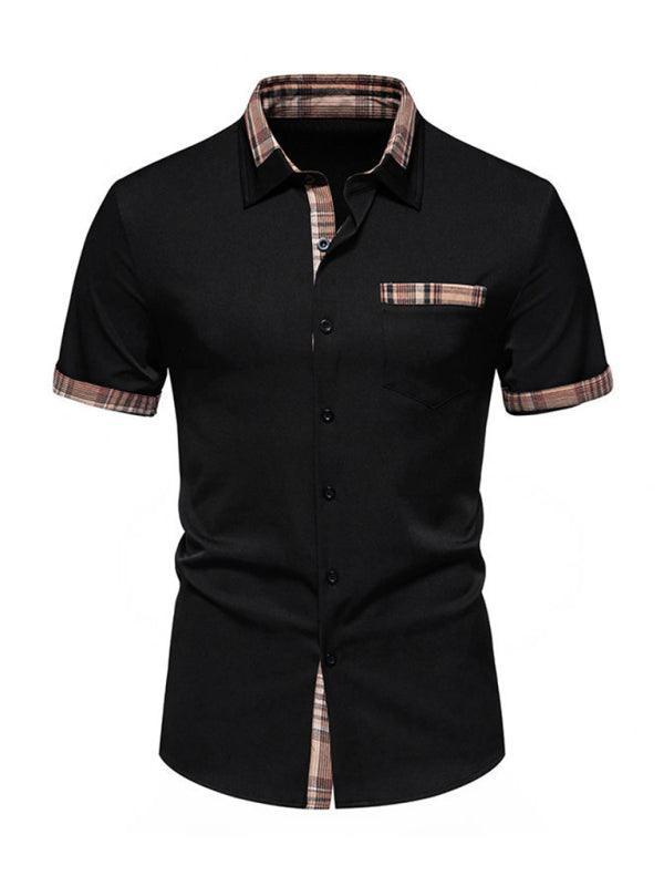 Men's Casual Collar Buttoned Plaid Short Sleeve Shirt - 808Lush