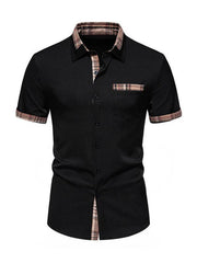 Men's Casual Collar Buttoned Plaid Short Sleeve Shirt - 808Lush