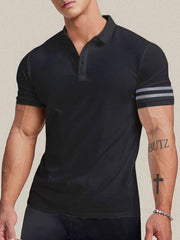 Men's casual slim fit patchwork lapel polo top - 808Lush