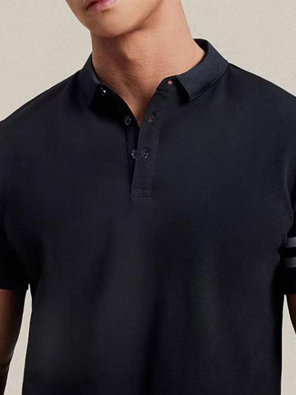 Men's casual slim fit patchwork lapel polo top - 808Lush