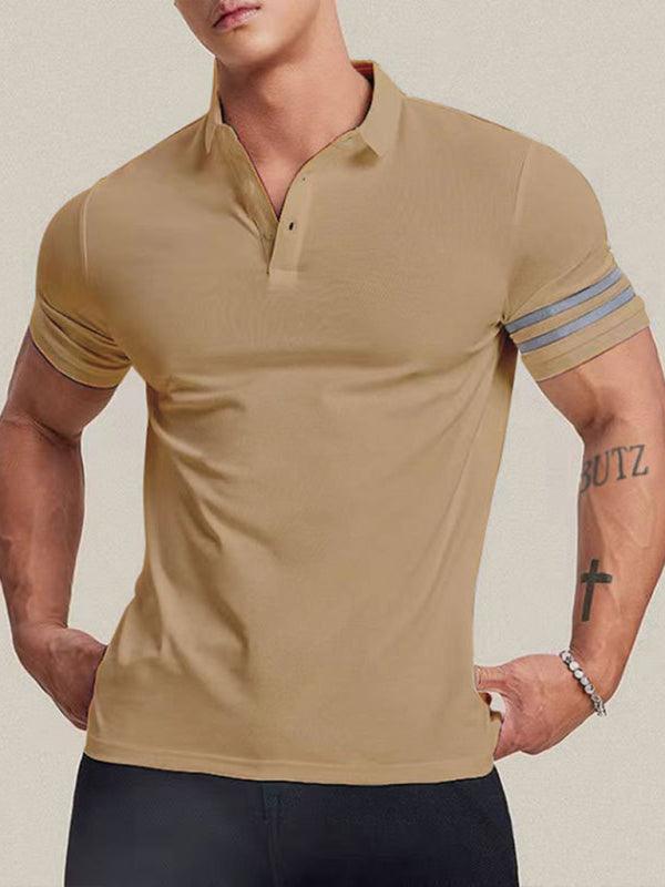 Men's casual slim fit patchwork lapel polo top - 808Lush