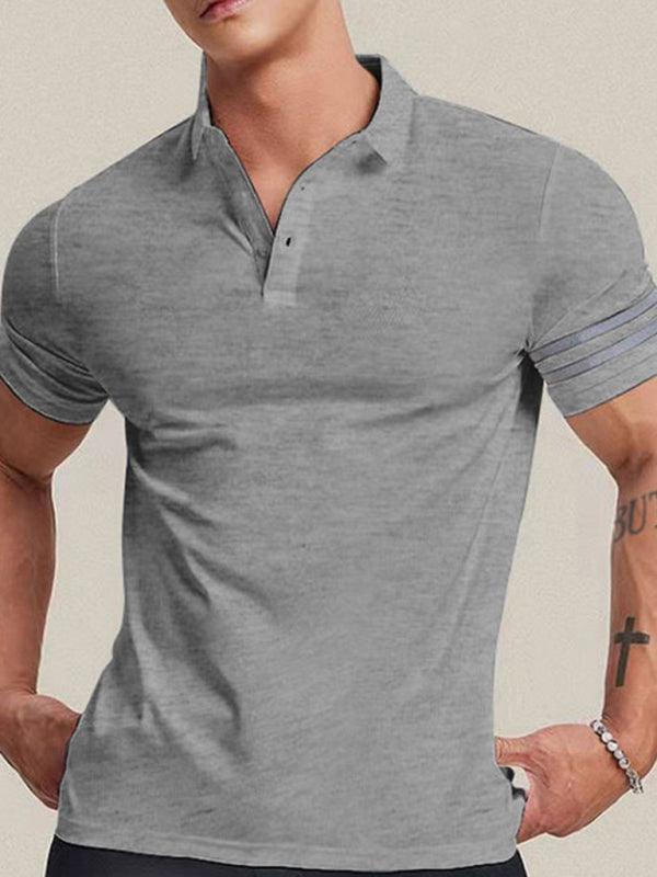 Men's casual slim fit patchwork lapel polo top - 808Lush