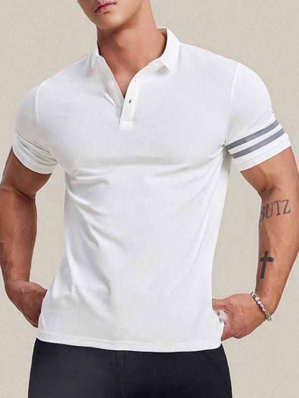 Men's casual slim fit patchwork lapel polo top - 808Lush