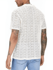 Men hollow see-through short-sleeved shirt - 808Lush